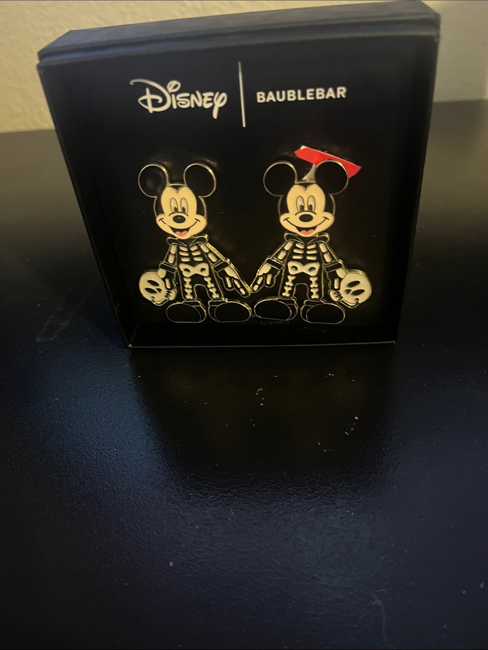 Disney Black, White & Red Mickey Skeleton Kids Earrings